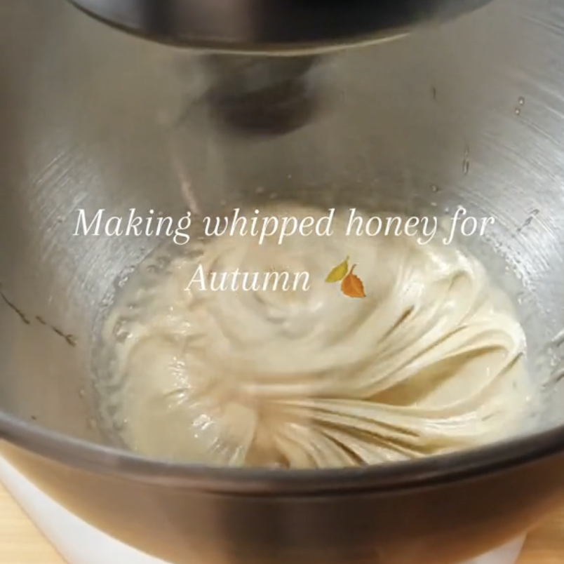 Making whipped honey in a stand mixer in a TikTok video